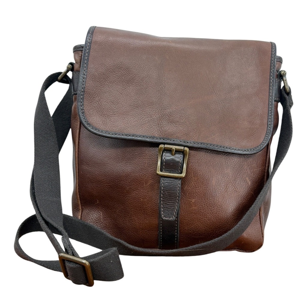 Fossil Messenger Bag Women Brown Leather Crossbody City Commuter Travel Everyday